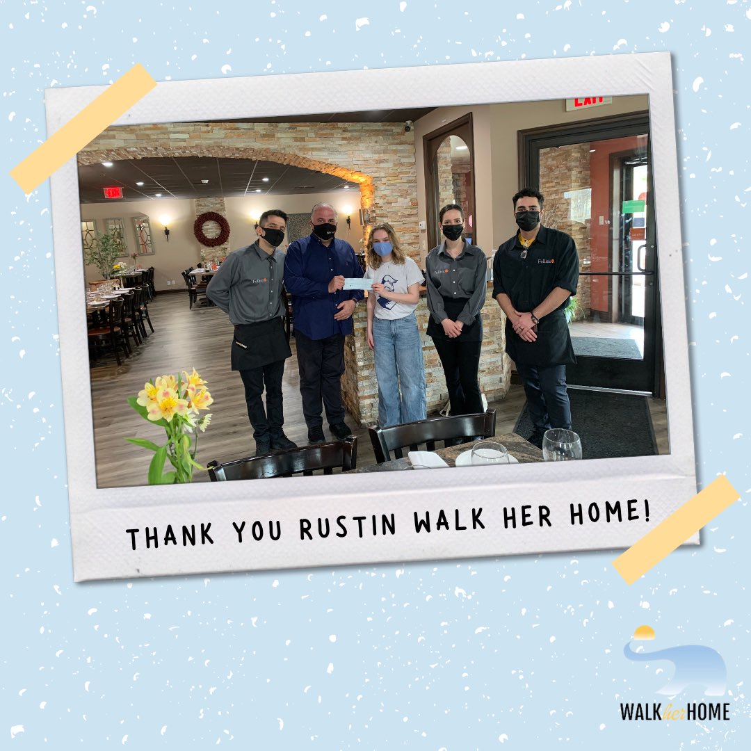 Thank you <a href="/rhswhh/">RHS Walk Her Home Club</a> and Fellini’s Restaurant for donating proceeds from their fundraiser to our national partners @ncose and National Trafficking Sheltered Alliance! To donate, head to the link in our bio. To start a WHH club, visit walkherhomeclub.com .