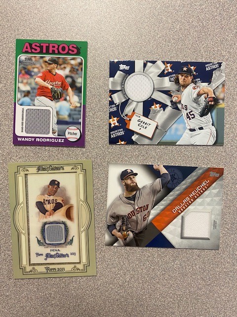 Former #Astros Favorites! Wandy Rodriguez, Carlos Pena, Dallas Keuchel, and Gerrit Cole game-used jersey cards, $10 each or all 4 for $30. https://t.co/rWz34kTCaL
