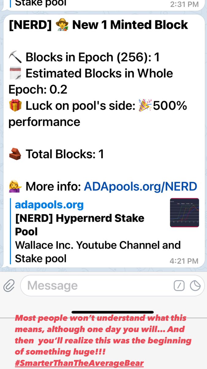 StakeNerd's tweet photo. Proud day for #NERDPOOL minted our first block! $ADA adventure! #Cardano is the future, come delegate yo NERD! More news coming soon ! https://t.co/QHMWN3K0Qm