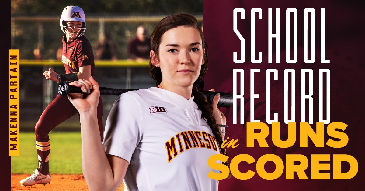 Top of the record books! 

@makennapartain2 just broke the #Gophers career runs record with 198! Congrats on making history, MaKenna.