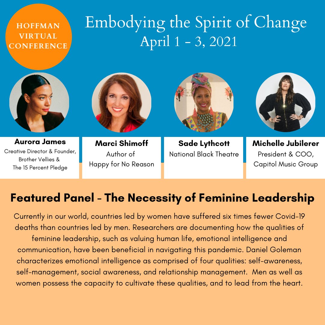 Join Hilary Illick, Hoffman teacher/coach, Aurora James, Marci Shimoff, Sade Lythcott, and Michelle Jubelirer for what will surely be a vital and empowering panel discussion. Registration is by donation and pay-what-you-can. All events will be recorded.
lnkd.in/gbTZugc