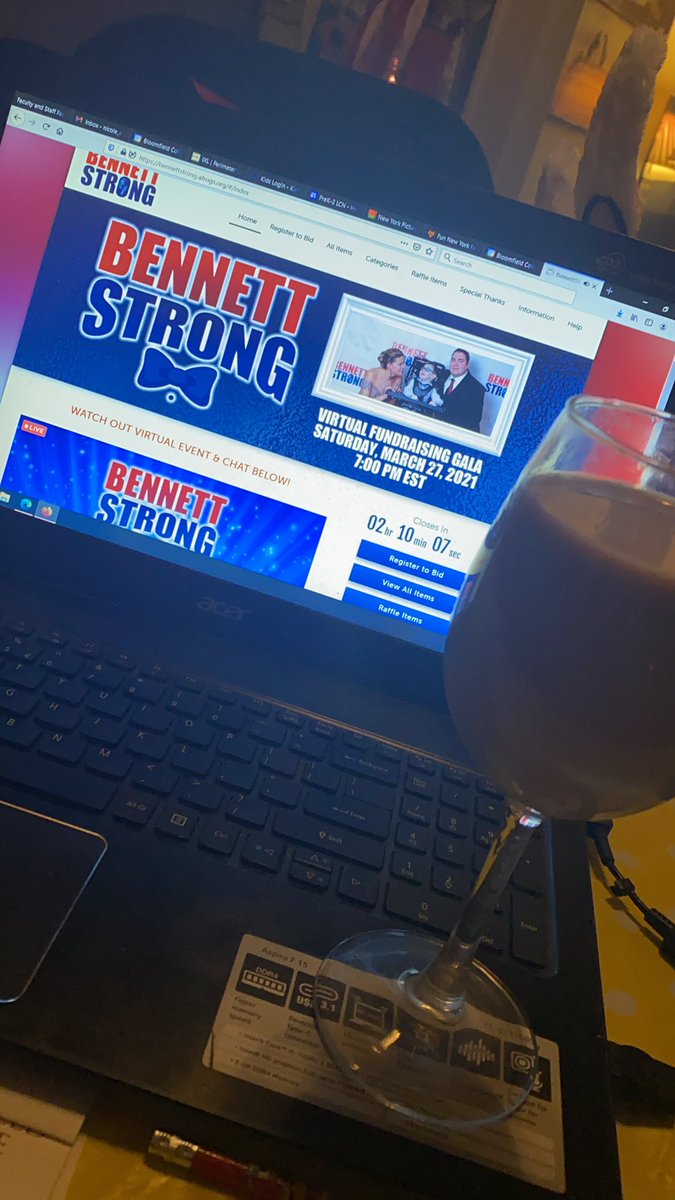 Virtual Gala time! Even poured a drink! #bennettstrong #bennettstronggala @BennettStrong12 #family