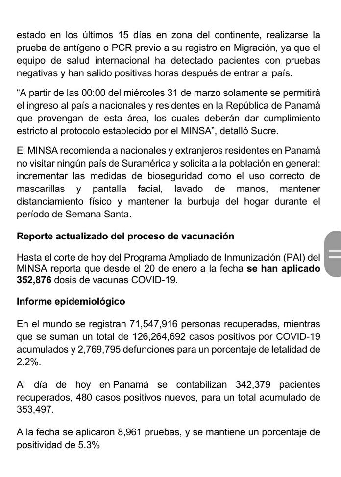 radiopanama's tweet photo. Se detecta en Panamá la cepa de #COVID19 con variante brasileña #Radiopanama #Panama @MINSAPma https://t.co/kMgHCpt4MH