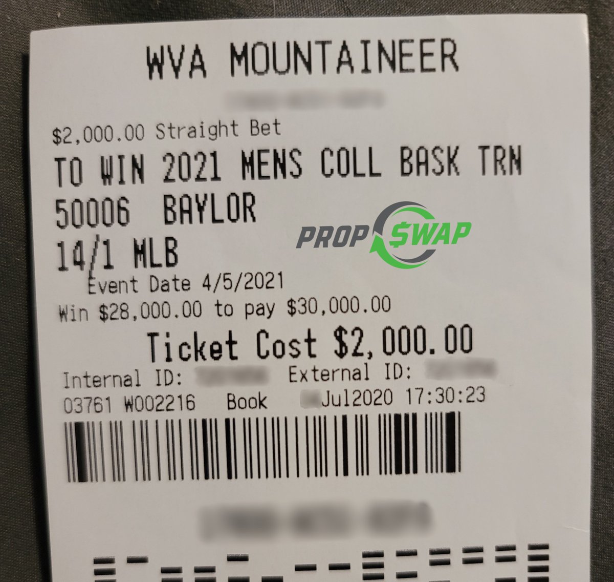 PropSwap's tweet image. Would you sell this ticket for $6,700 or let it ride?