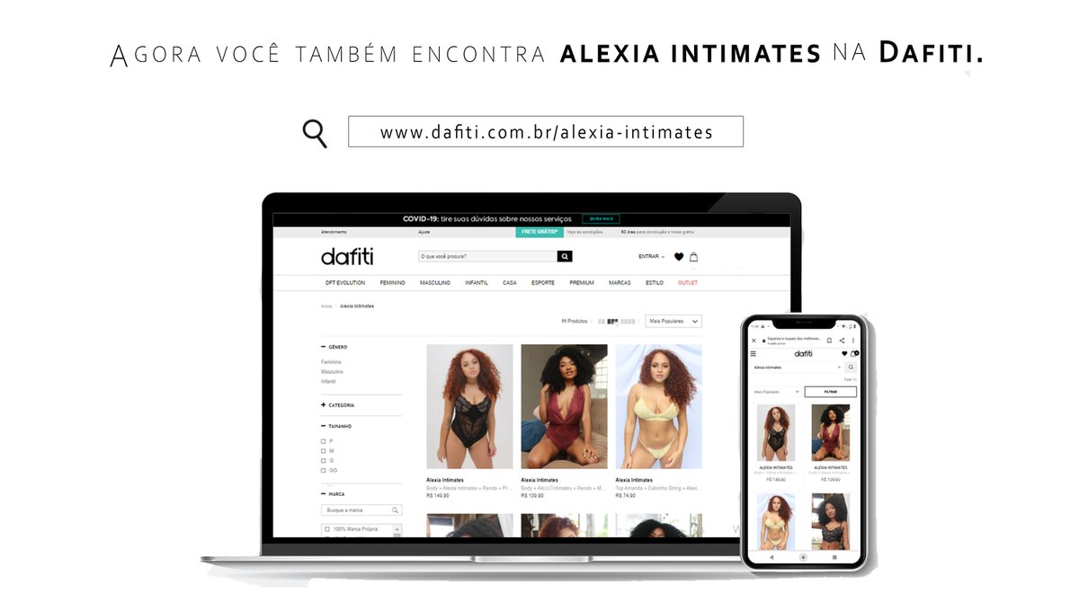 alexiaintimates's tweet photo. A novidade é que nossa loja agora também faz parte do time de sellers da Dafiti. Nossos produtos já estão disponíveis por lá. #Dafiti #AlexiaIntimates

Confira no link: https://t.co/9QTXDAq78F https://t.co/hM9Bh9ifIY
