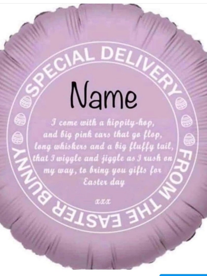 ChristineHartC1's tweet photo. Personalised Easter balloon Limited stock available #sthelensbusiness #sthelensballoons #easter2021 #LILAC #eastertreats #easterballoons #easterwishes #Collect @cakesbydesignnw or local delivery https://t.co/Og7DOsvxkt
