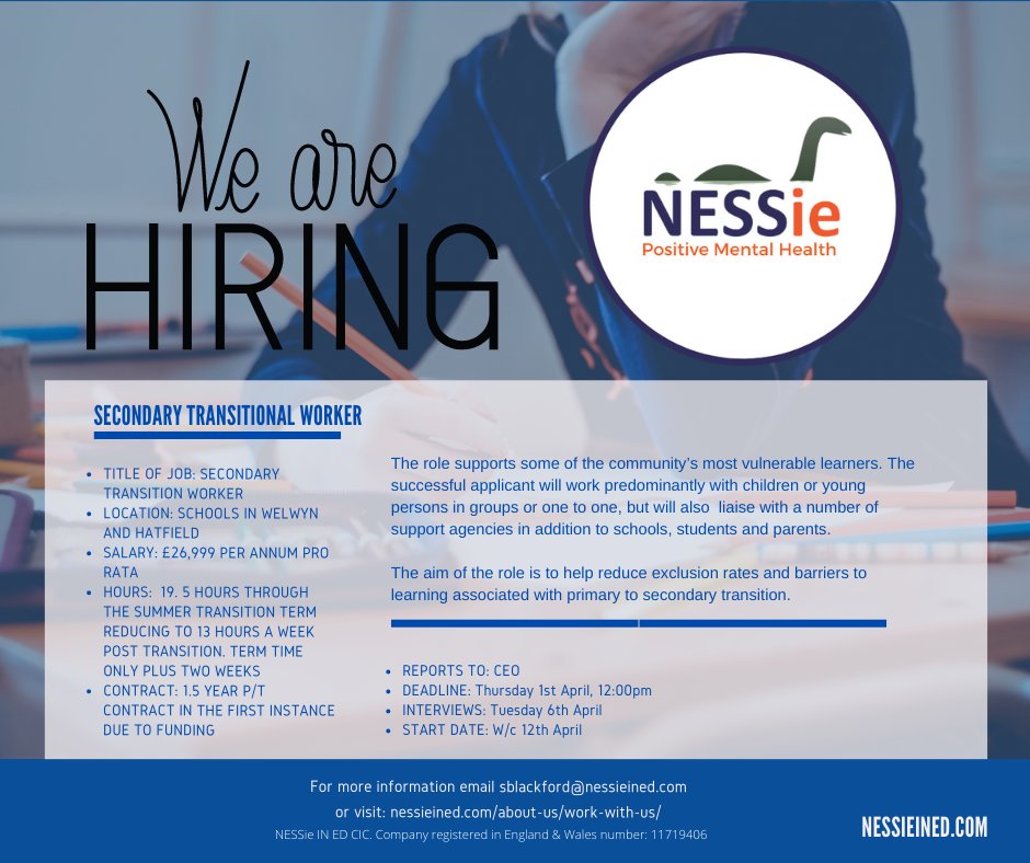 NESSieinEd's tweet photo. We are hiring! Are you passionate about supporting some of the community's most vulnerable learners?  Do you have experience working with children? For further information and to apply visit: https://t.co/99syvhfCHN #childrenswellbeing #hiring #school #schooljobs https://t.co/oKVHZMauLa