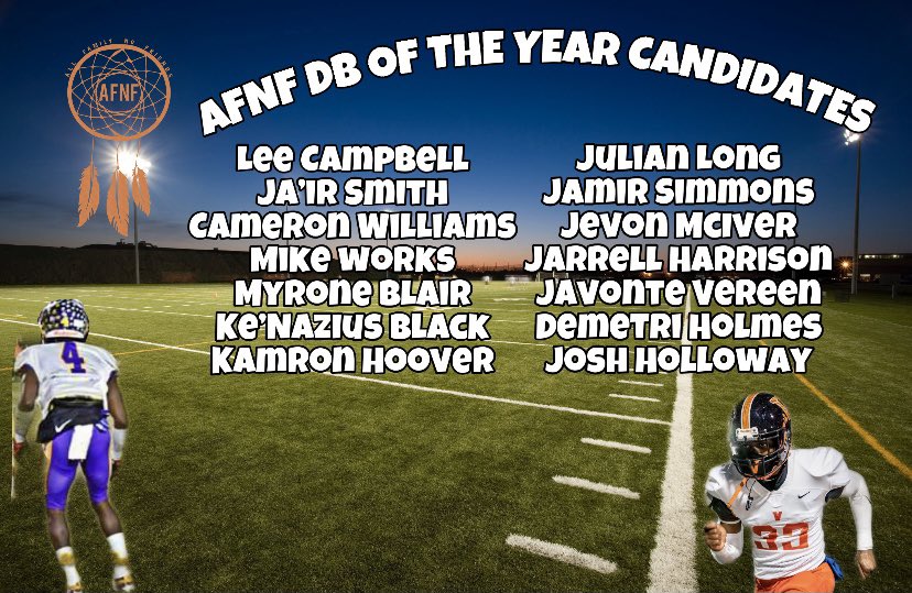 AfnfR's tweet photo. AFNF DB of The Year Candidates  (@MyroneBlair, @JoshHol95119834, @JevonMciver, @Jair_Smith04 ) ⭐️✨(Spring Edition) (Random Order) @zakharlow80 @minorleague8 https://t.co/jQPDhRt63I