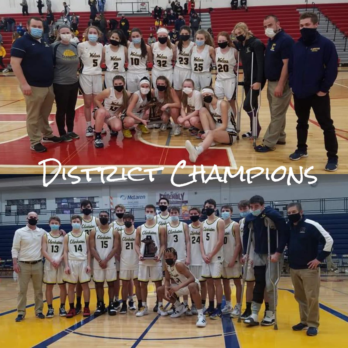 Congrats Wolves - district champions with wins over Rochester Adams. Regionals next! 💛💙🐺💙💛