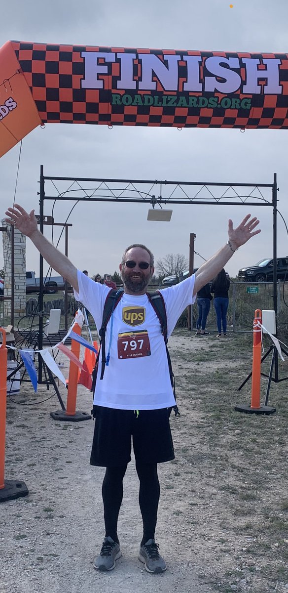 UPSKLH's tweet photo. I represented #BigBrown today. 15K Trail Race sponsored #ShannonMedicalCenter. Used 3 of my #WESLA keys today. #EstablishFirmFooting #LookBeforeStepping #AdjustToChangingConditions @LyndseySilvis @westtxdivision @RRWestOps @UPS @RedRiverUPSers https://t.co/CAlVSPkwAU
