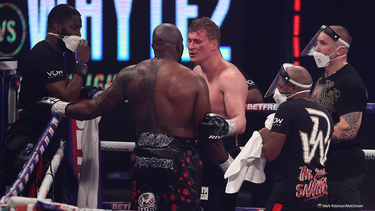 ringmagazine's tweet photo. Dillian Whyte showing respect to his opponent Alexander Povetkin, getting him a stool and helping cool him down with water after the KO⦠https://t.co/aDvC64N5dJ