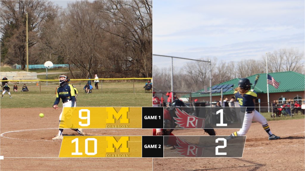 GoUMDearborn's tweet photo. 〽️🥎WOLVERINES WIN!!! 

Thanks to homeruns from @ambercheplick @kaylalaquiere and a grand slam from @laniellinger00 , the Wolverines soared ahead of Rochester to clench the double header. 

Ellinger &amp; @erinmccune_ both took home wins as the starting pitchers with a combined 7 K’s https://t.co/WcP94HzGKB