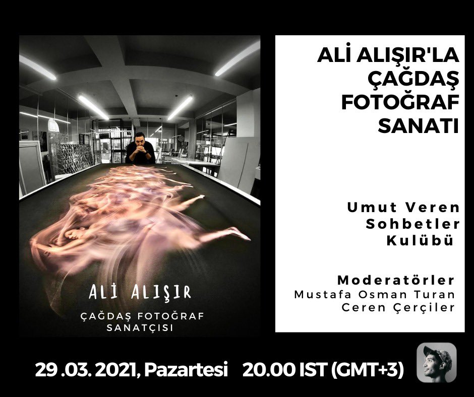 İç dünyasında dengede kalmaya çalışan insanı fotoğraflarının odağına alan Ali Alışır ile umut, hayal ve gerçek üzerine sohbet edeceğiz. Teknolojinin sanatı nasıl etkilediğini konuşacağız. #Clubhouse