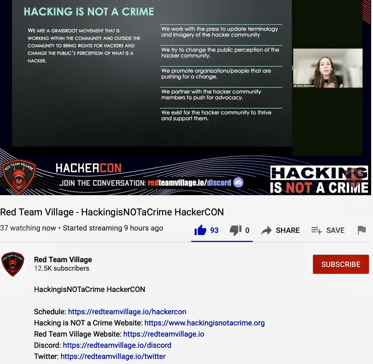 christinayiotis's tweet image. Hacking is NOT a Crime/ Red Team Village #HackerCON &quot;Hacking is NOT a Crime&quot; with Chloé Messdaghi #HackerStories #ChallengeStereotypes #HackingIsNOTACrime #ChallengingSociallyConstructedBeliefs @ChloeMessdaghi @RedTeamVillage_
@hacknotcrime #BecomeAnAdvocate #WorkWithTheMedia