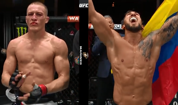 SkyBlue_Am's tweet photo. Omar Morales and Shane Young goes the distance. Judges give the unanimous decision victory to Morales #UFC260 https://t.co/VB0RS6aqs8