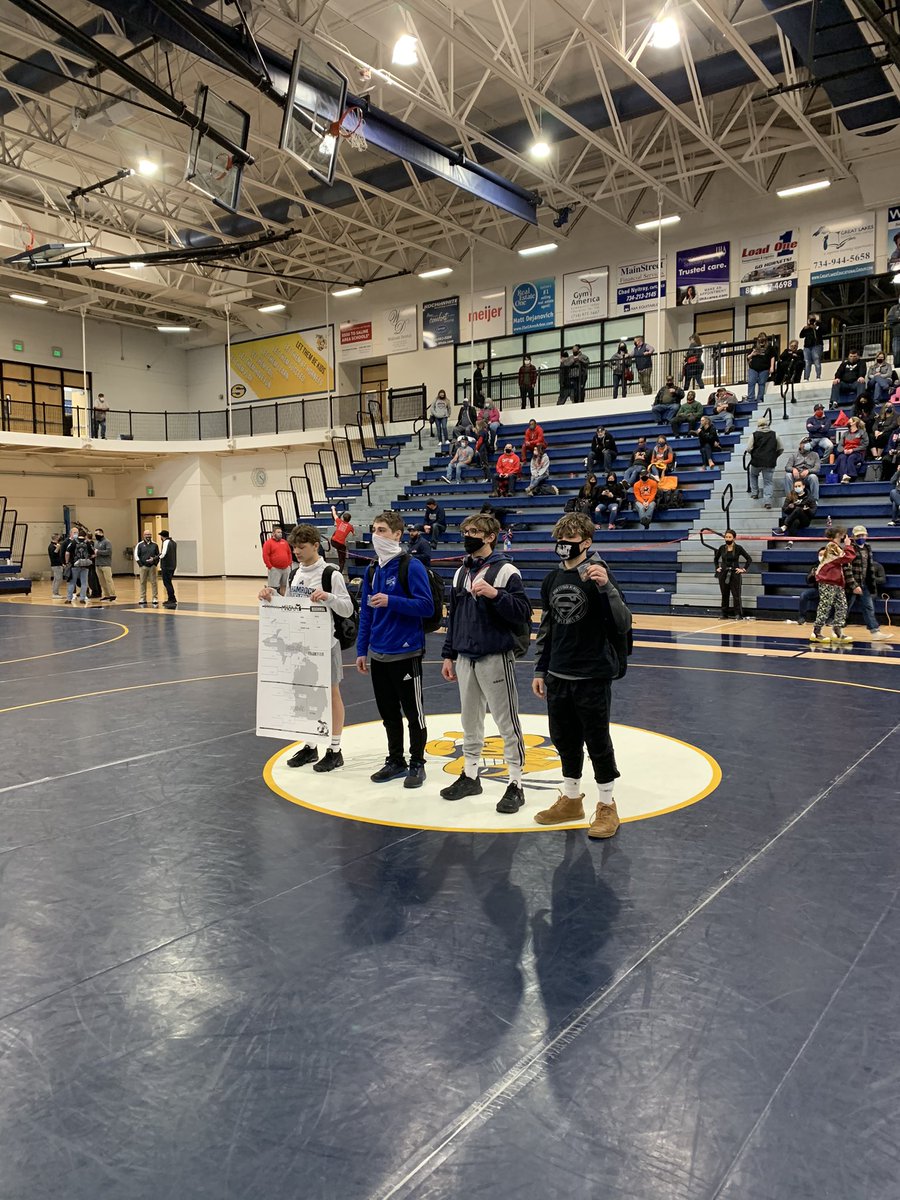 SalineWrestling's tweet photo. Congrats to our 4 state qualifiers.  Proud of their effort and toughness today. 
Brett Thornell- Regional Champion
Malik Eisemann- 2nd
Blaise Blastos- 4th
Blake Wilson- 4th
#hornetwrestling https://t.co/DIjBX9uFG4