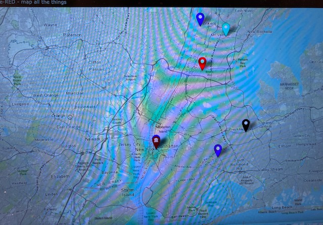 mattganis's tweet image. Lots of fun teaching some of the incoming @pace_seidenberg students about #iot,  pub/sub with @mqttorg  and @HiveMQ - this was the map of student locations (published and displayed with @NodeRED ) - what a full #ArduinoDay2021 - thx @JHHill