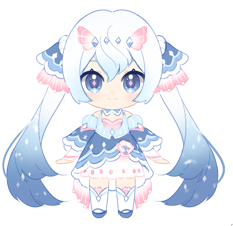 初音ミク ,雪ミク 「im not sure about this one, I like the p」|❄️Isaky❄️Working on Lalin's Curseのイラスト