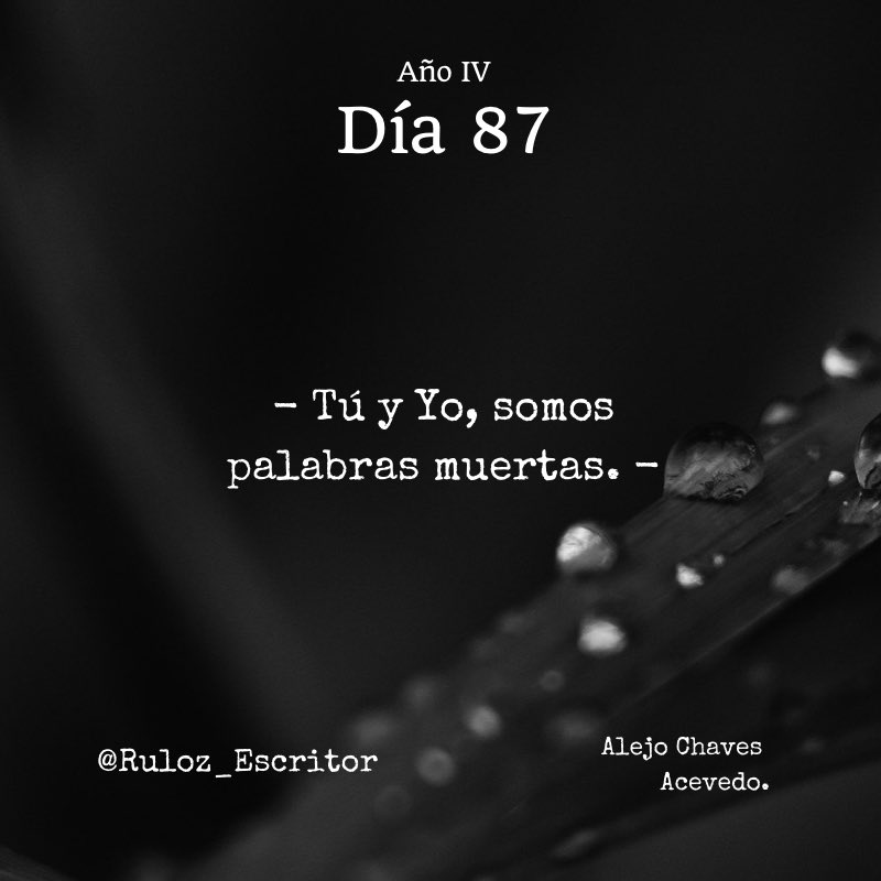 TheRuloz's tweet photo. Día 87:
- Tú y Yo, somos palabras muertas. -

#RulozEscritor #Ruloz_Escritor https://t.co/vSiVt3UZSM