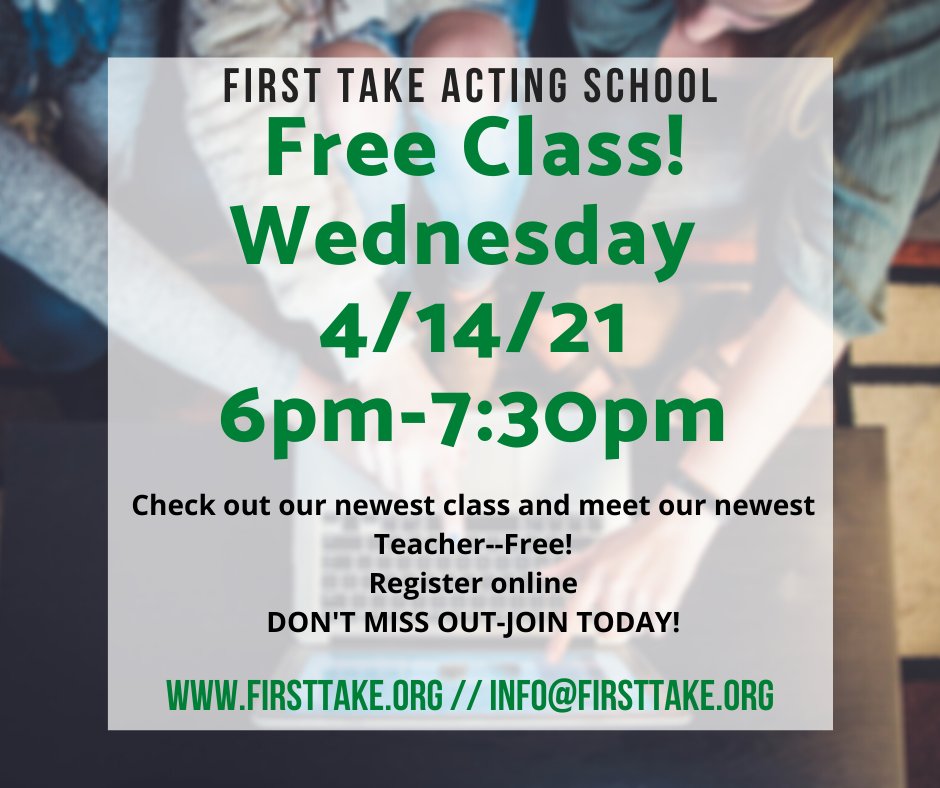 FirstTakeActing's tweet image. Check out our newest class-Free! conta.cc/3dc1zq7