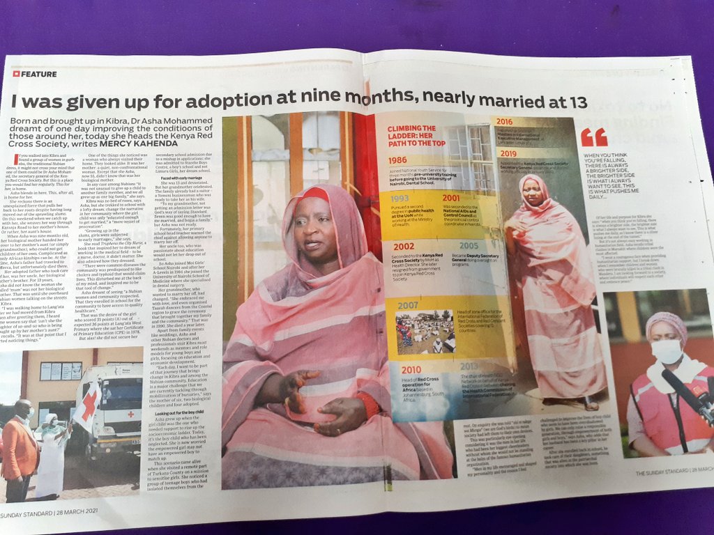 In today's <a href="/StandardKenya/">The Standard Digital</a>, our Secretary General    Dr. <a href="/AshaMohammed_/">Dr. Asha Mohammed</a> shares her journey- growing up as a Nubian girl in Kibra to overcoming challenges that make her the woman &amp; leader she is today. 

"When you think you're falling, there is always a brighter side." Grab a copy!
