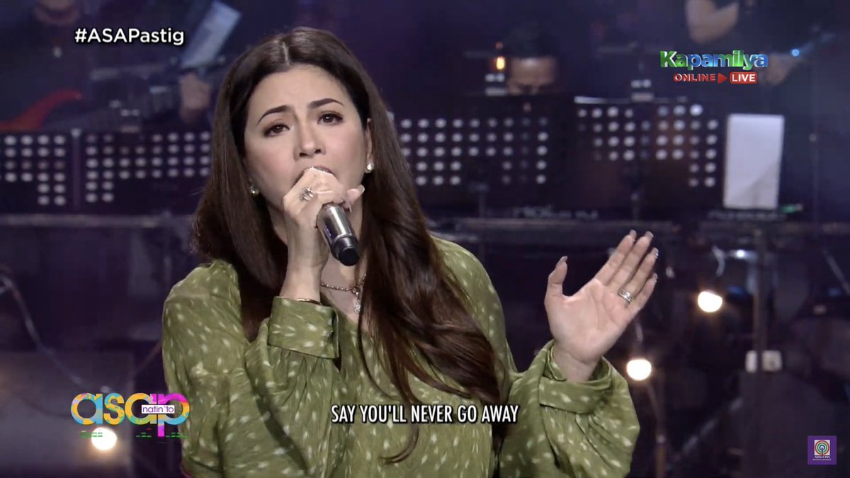 ASAPOfficial's tweet photo. Asia’s Songbird Ms. Regine Velasquez-Alcasid performs ‘Say You’ll Never Go’ on ASAP Natin ‘To! 
#ASAPastig https://t.co/kkDIiPA0J7