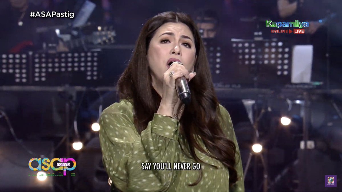 ASAPOfficial's tweet photo. Asia’s Songbird Ms. Regine Velasquez-Alcasid performs ‘Say You’ll Never Go’ on ASAP Natin ‘To! 
#ASAPastig https://t.co/kkDIiPA0J7