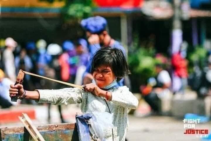 Kyawzin_69's tweet photo. @antonioguterres Protesters send children to frontline for attack Police Force. Police can’t choose any proper targets once crack down Violence. https://t.co/1nbBLUiqgn