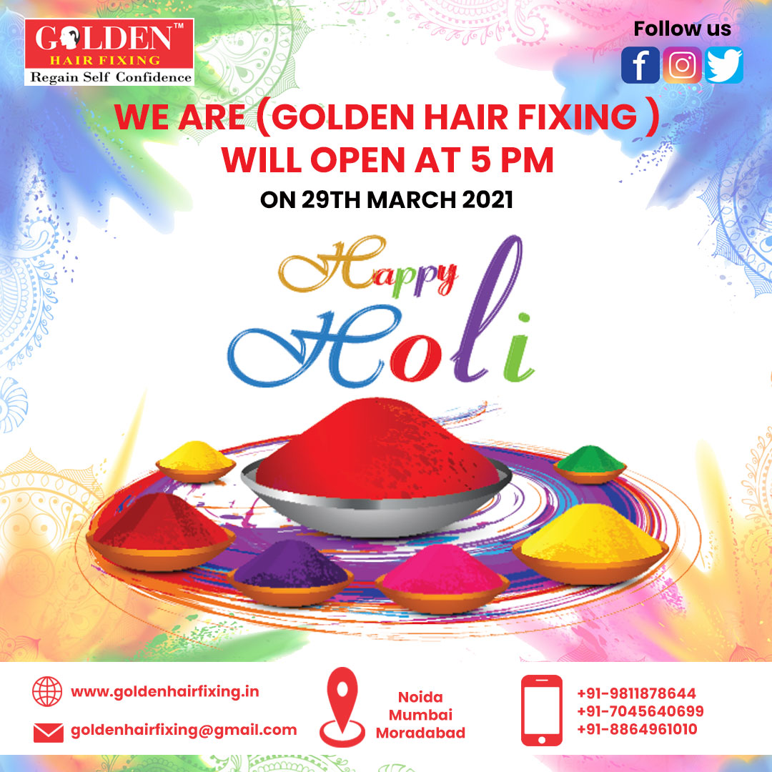 GoldenFixing's tweet photo. May God shower all his blessings upon you and fill your life with good deeds and contentment. Happy Holi!
.
.
.
.
#goldenhairfixing #Holi #Holi2021 #Holi2021 #HappyHoli #festivalofcolors https://t.co/OySEsx8BcS
