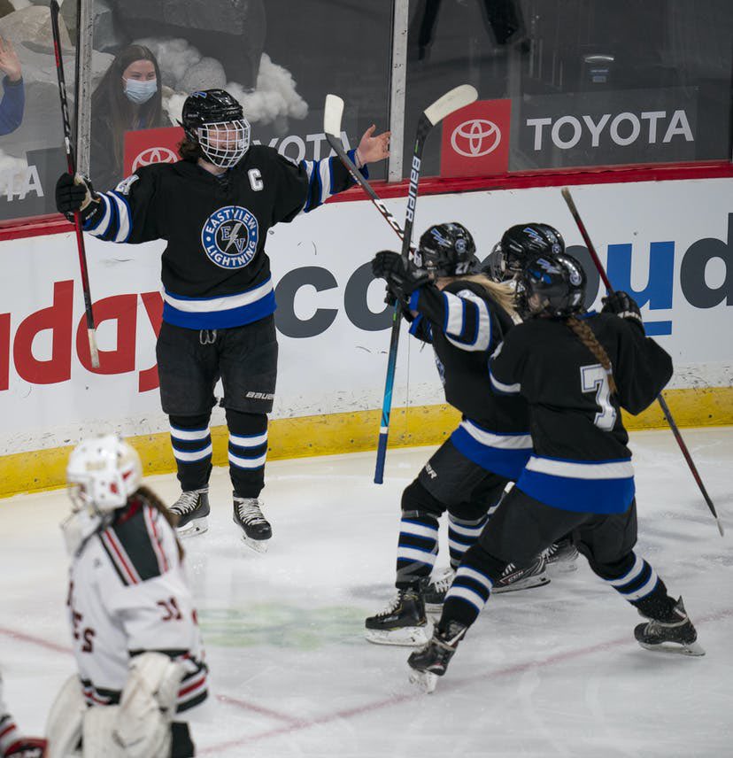 cypressstep's tweet photo. 1-0 win over Stillwater in the State Quarterfinals!! #21 with the game winner!! #BigFudge @stepan_nora @InTheZoneMN @YouthHockeyHub @mngirlspuck https://t.co/iRaWvdTLZQ