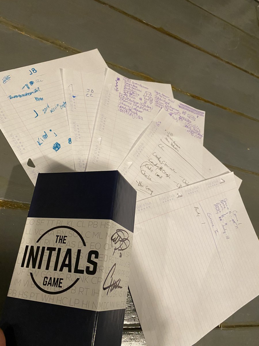 MollyOswood's tweet photo. So grateful to have friends over to finally play #theinitialsgame thanks @CoryCove @PowerTripKFAN I took the first round of JB and @KnittingRad took CC. #gladthatcameuporganically @aoswood @nchrysler https://t.co/jOqobrDozP