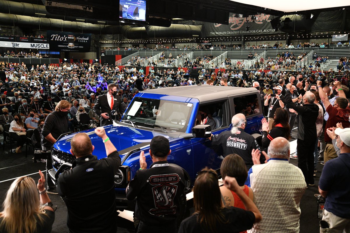 Another incredible charity moment! The 2021 <a href="/Ford/">Ford Motor Company</a> Bronco 2-door VIN 001 just sold for $1.075 million, with 100% of the hammer price to benefit the <a href="/NationalForests/">National Forest Fdn.</a> Foundation and <a href="/OutwardBoundUSA/">Outward Bound USA</a>!