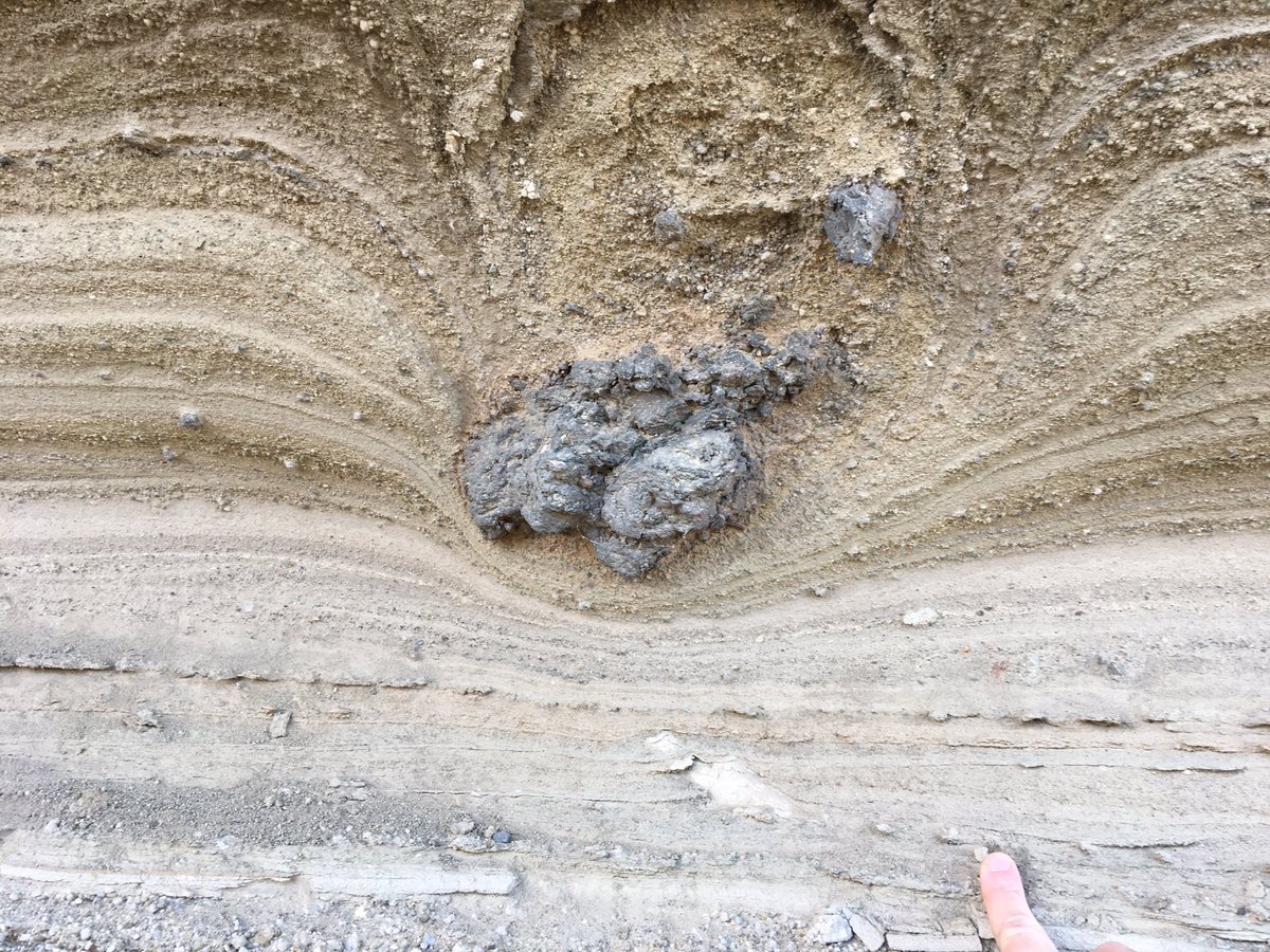 sandramcgeo's tweet photo. Volcanic and country rock clasts forming sag structures of all sizes in the Tower Hill #tephra 🤩 @GEOL20003 @SciMelb #geology https://t.co/Xsp1Q1B0xk