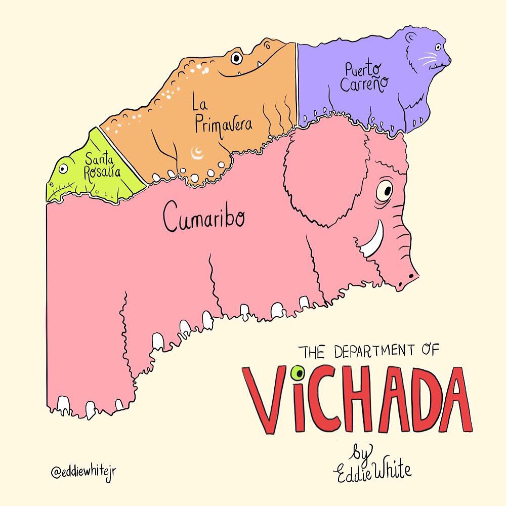 EddieWhiteJr's tweet photo. VICHADA! The four prehistoric pals that make up the monster map of your kingdom have checked in to say hi. #vichada #monstermap #vichada https://t.co/RegjZINe8g