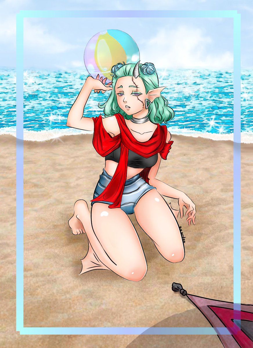 OrdenDis's tweet photo. Beach theme one of my OC 🍀 
#anime #art #animegirl #comissionsopen #comisiones https://t.co/qi1gLuhEGY