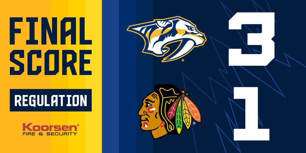 PredsNHL's tweet photo. PREDS WIN!!!! 

@koorsenfire | #NSHvsCHI https://t.co/uDXGvloflW