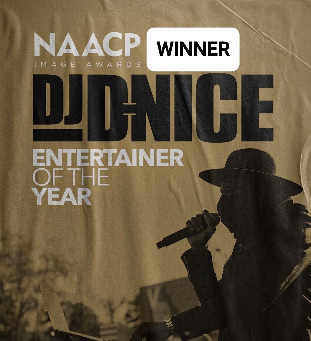 laughlovelive12's tweet photo. Congratulations DJ @dnice for winning the #NAACPImageAwards for Entertainer of The Year!!!🏆 Yes!!!!! 🙏🙏🙏🍾🥂🎊🎉🤗❤🔥👏🙌 #Dnice #DniceBaby #ClubQuarantine #BrandNice #SCQuad #CQFamily #CQForLife 
#LastYearADJSavedMyLife ❤🌍💖🙏 #GOAT https://t.co/XuxyCI2hDB