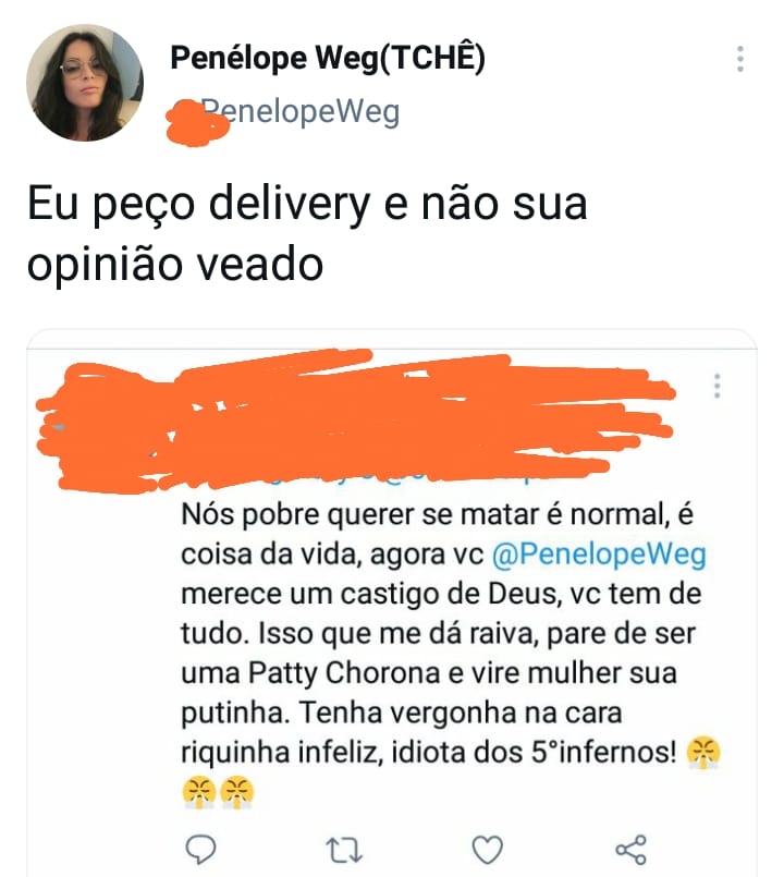 PenelopeWeg's tweet photo. Tenho que aguentar desaforo de veado em pleno sábado a noite.😂 https://t.co/E9mZnCNB0l