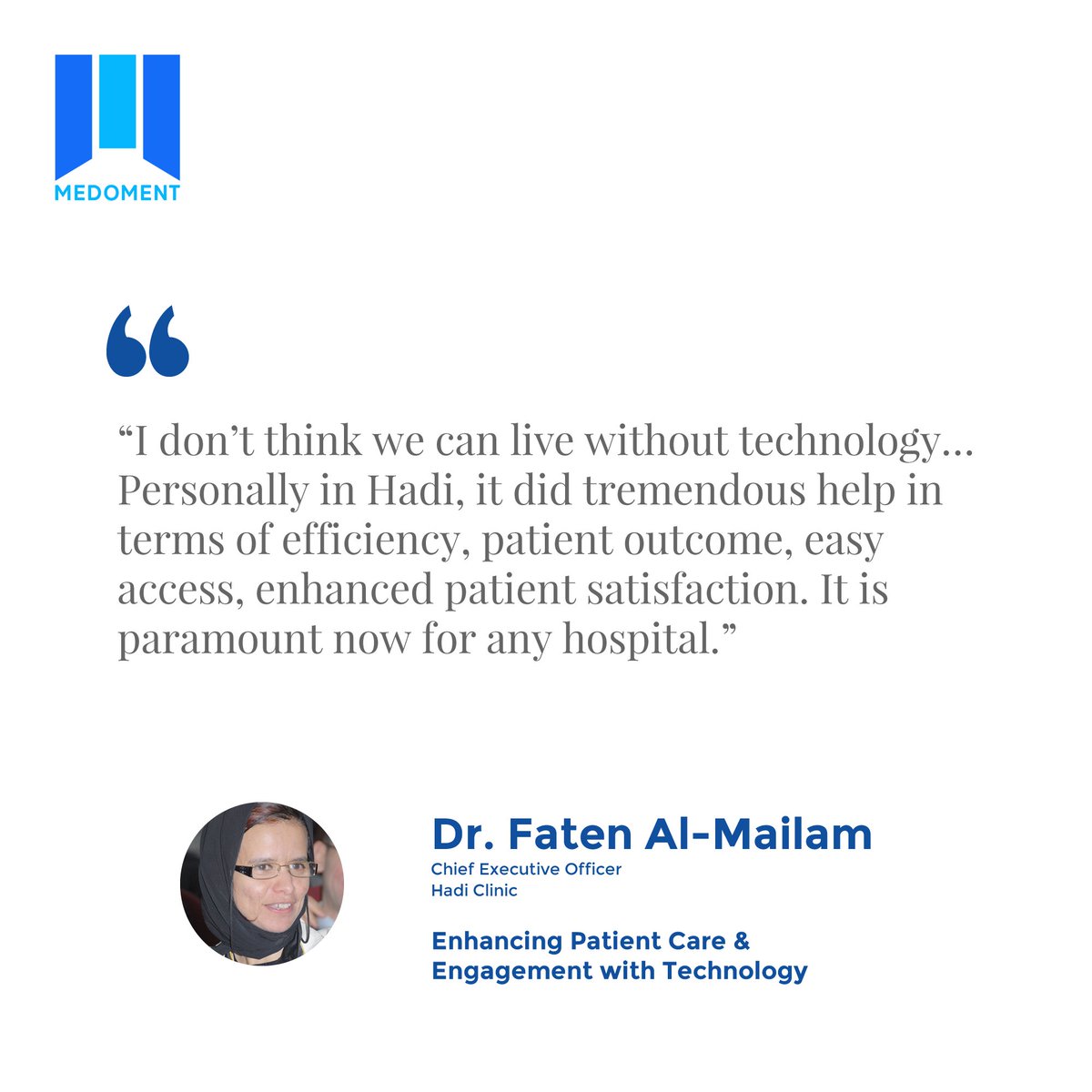 htworkslk's tweet photo. #ICYMI: Dr. Faten Al-Mailam on the importance of hospital management solution.
#medoment #htworks #patientcare #patientengagement #uae #saudiarabia #oman #qatar #kuwait #ksa #unitedarabemirates https://t.co/KUYJB0DiTN
