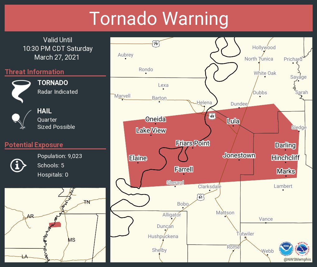 Tornado Warning including Marks MS, Jonestown MS, Friars Point MS until 10:30 PM CDT
