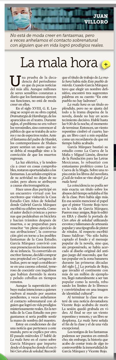 DBrondo's tweet photo. ¡Qué texto el de ⁦@JuanVilloro56⁩ publicado ayer en ⁦@reformaopinion⁩ y en ⁦@elnorte! Llegué tarde a él, pero no me queda la menor duda: llegué en buena hora. https://t.co/YF756rhWcf