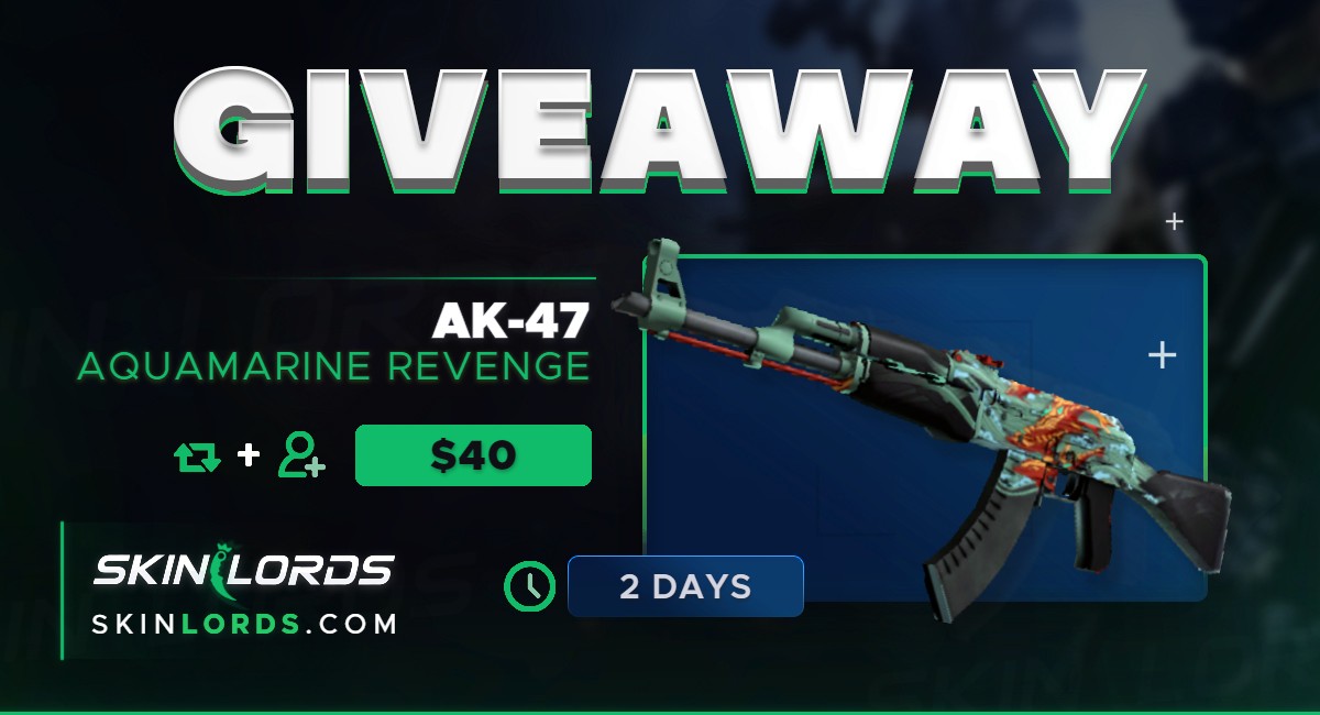 AK47 Aquamarine Revenge 🐲 48H GIVEAWAY!

✅ Visit: SkinLords.com
✅ Retweet
✅ Follow <a href="/SkinLords/">SkinLords</a>
✅ Tag one friend

Rolls in 48 hours! Good luck! #skinlords #csgogiveaway
