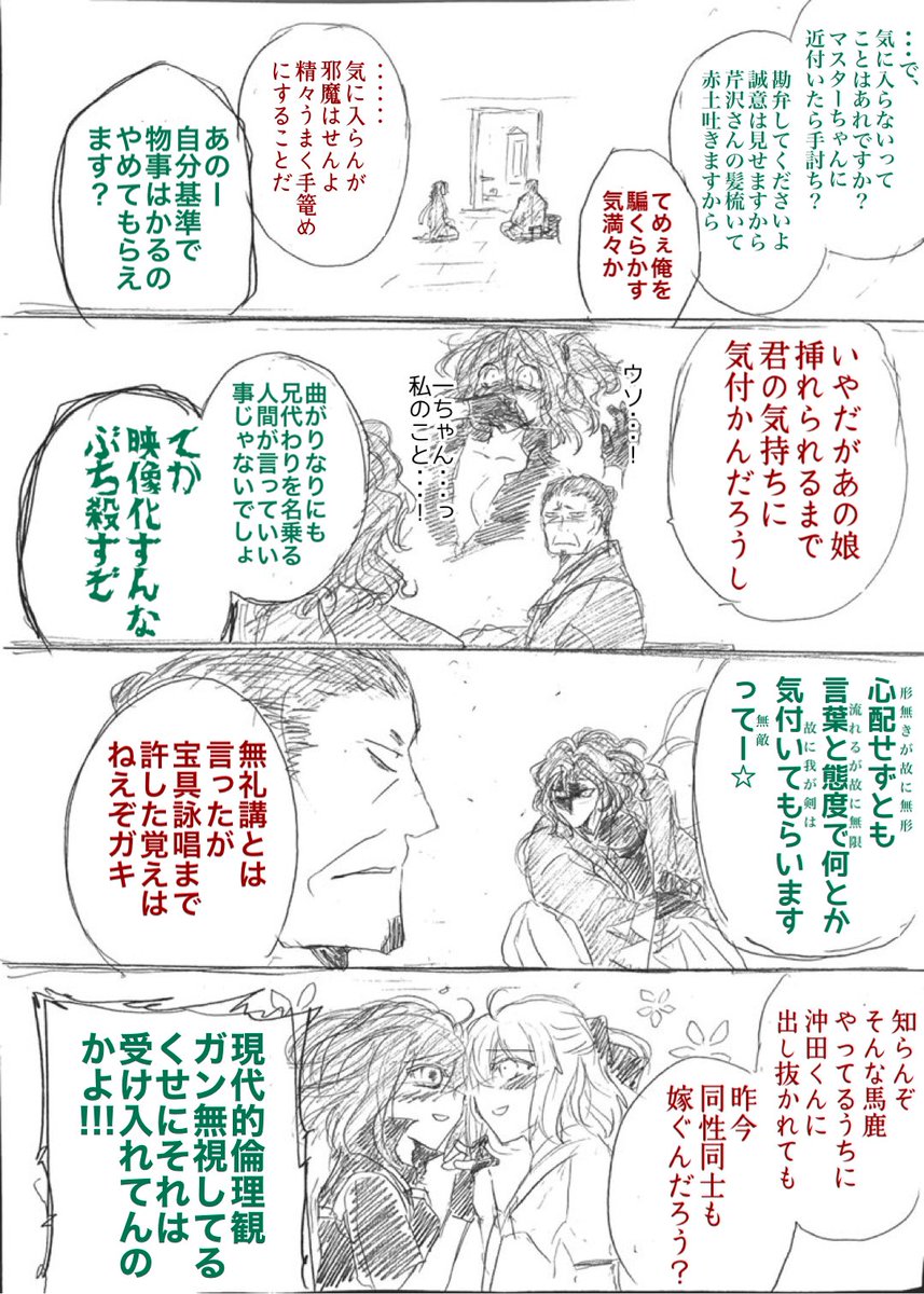 (※斎→ぐだ♀)
↑が、絆上げると父兄になるかもしれない芹沢さんにバレたら大丈夫かというご意見いただきましてまとめました。二人とも切れ者なので本当はもっと頭のいい喋りをするはずです。・・・しかしこのカプはP数増えるな・・・。
(1/2)