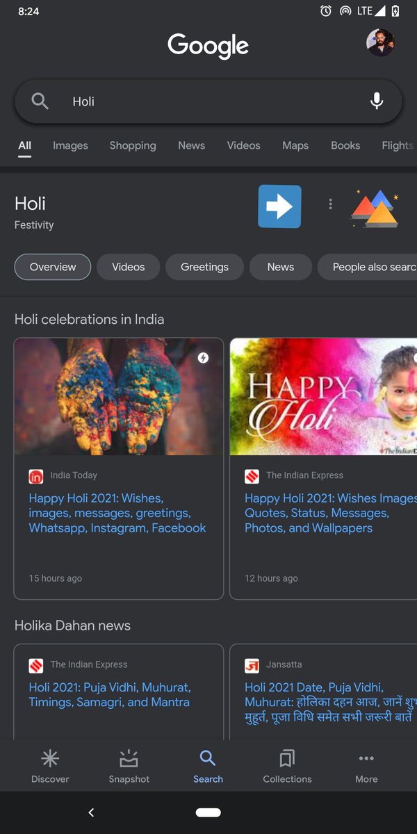 AmitHPanchal's tweet photo. Go to @Google &amp; type #Holi

Check out the right-hand side, there will appear 2-3 bowls of Colors. Click on them &amp; start tapping all over ur Screen.

Then on the bottom, u will see an icon of a Water droplet💧. Touch that &amp; Water will flow down ur screen, "washing off" the Colors. https://t.co/7hgIr3V55H
