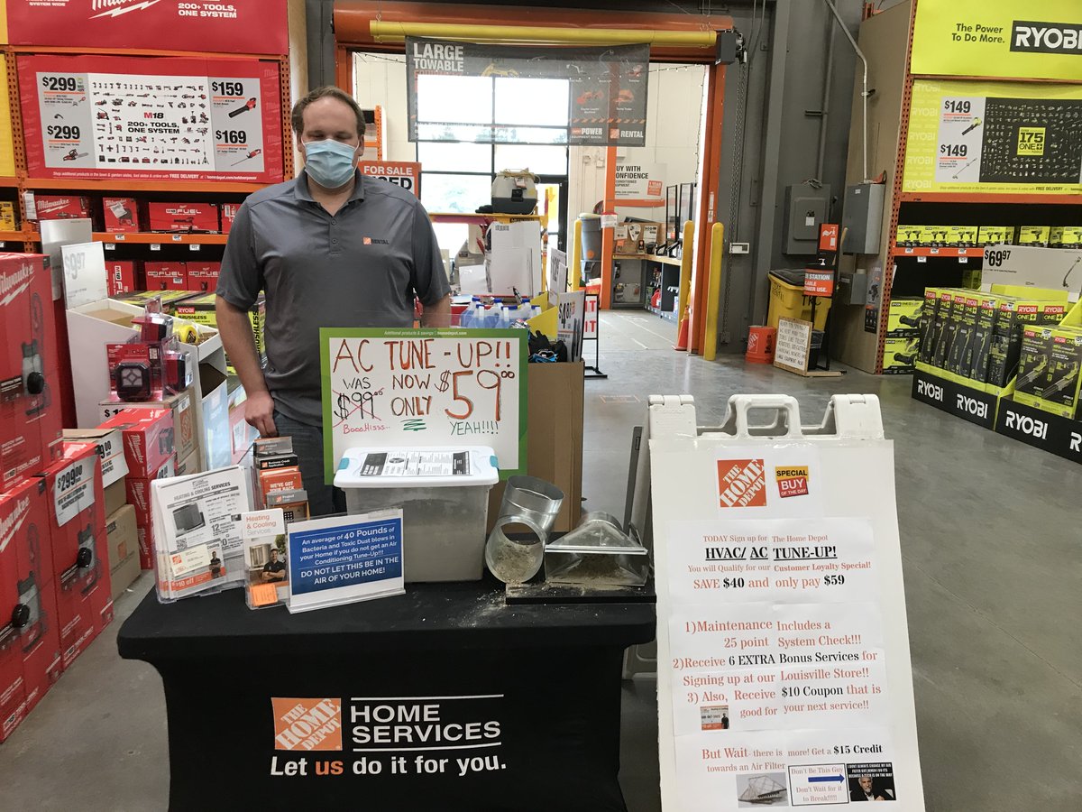 LisaKSamuel's tweet photo. @HomeDepot #1506 having a blast promoting #HVAC Specials! All departments from #toolrental to #Sr.Managers are working #Leadgeneration. #1506proud @HDAshley7 @WayneBrownHD @EricCampbellDSM @IMSheating_air https://t.co/HP8Tvuu4Us