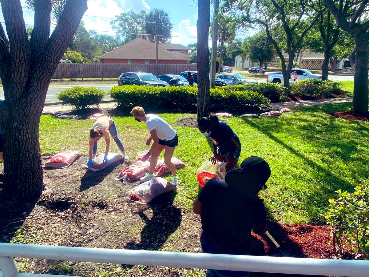 mlambrou88's tweet photo. A little campus beautification goes a long way!! @philippreddy @MathwithMorgan @camarokris4 @CFimpact @LPE_AP @BioTeach310 @Lake_Park_Lions #LionUp #kidsdeserveit #heroesinlife #RoarTogether #gardenrescue https://t.co/d5FAPN8enr