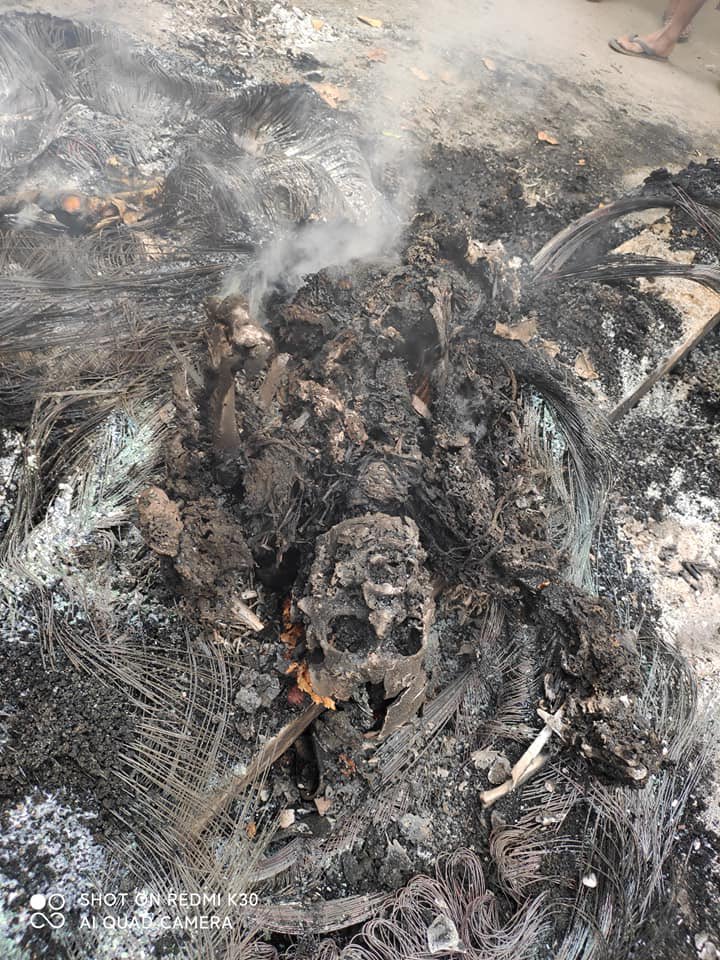 shafiur's tweet photo. #Mar28Coup Mandalay 

FATHER OF FOUR shot and burned alive for daring to peek at soldiers. 90 * 22 street. 

Unmatched brutality of SAC Junta continues. 

#WhatsHappeningInMyanmar https://t.co/Ao0k9yt0v6