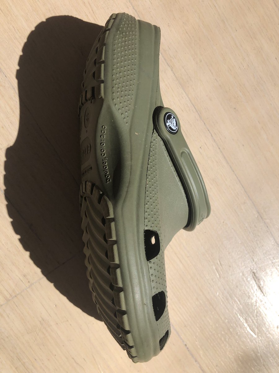 jesstagib's tweet photo. Recently left my @Crocs outside during a week of hot weather here in Melbourne and they warped and shrunk. Is that normal for crocs?? https://t.co/AO0kpOHPxt