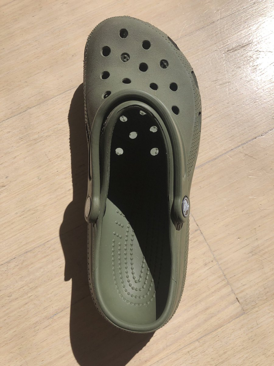 jesstagib's tweet photo. Recently left my @Crocs outside during a week of hot weather here in Melbourne and they warped and shrunk. Is that normal for crocs?? https://t.co/AO0kpOHPxt