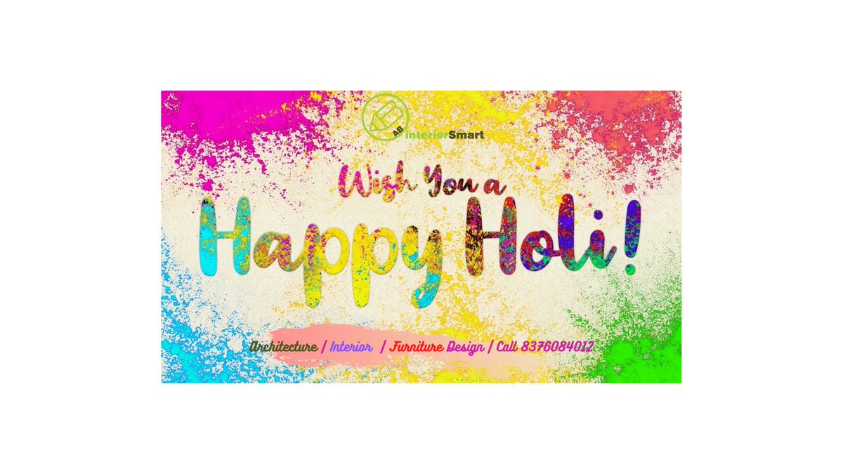 ABInteriorSmart's tweet photo. AB Interiorsmart wishes you all a very Happy n safe Holi!

#happyholi2021 #happyholi #holi2021 #colorful
#interiordesigning #designs #creativedesign #architecturedesign #happyhomes #homeinterior #officeinterior #interiordesigner https://t.co/wpUuVerNxE